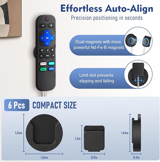 YYILIS 8.5Ft 6 Pcs Magnetic Remote Control Holder, Stretchy Remote Control - Image 5