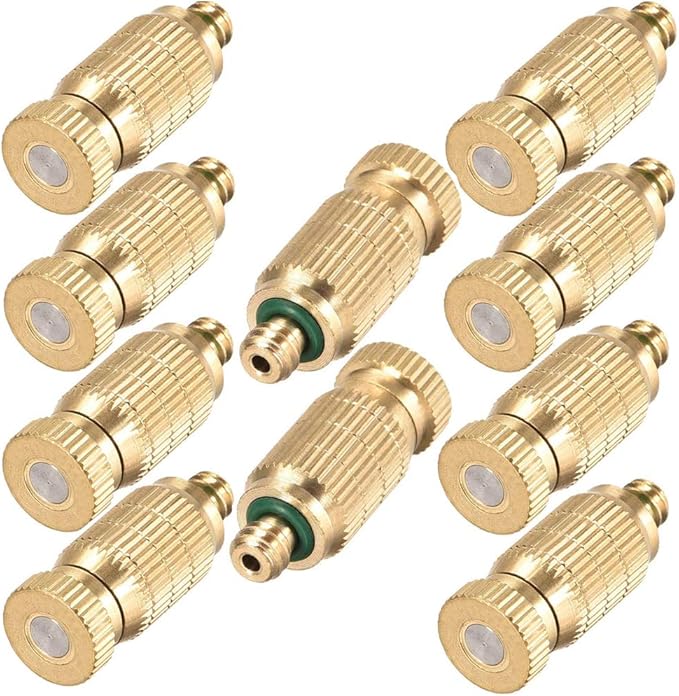 Brass Misting Nozzle, 10 Pack High Pressure Spray 10/24 UNC Outdoor Anti-drip by RESNSTAR