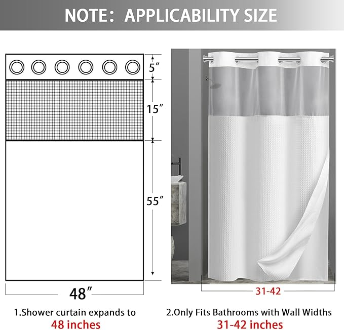 No Hook Shower Curtain and Liner Set - Image 6