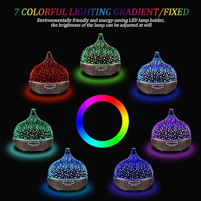 Essential Oil Diffuser 550ml Cool Mist Humidifier 3D Glass Ultrasonic - Image 5