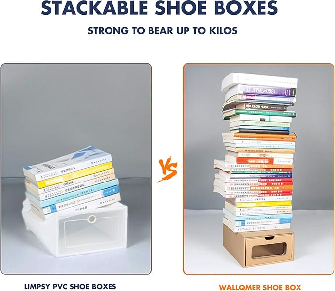 Shoe Box 12 Pack, 13.2 x 8.3 x 5.1in Waterproof Storage Boxes, Stationery - Image 4