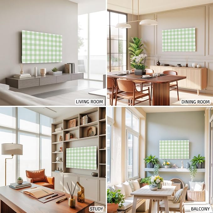 Green Stripes Buffalo Checker Indoor TV Cover, Elastic TV Screen Protector - Image 6