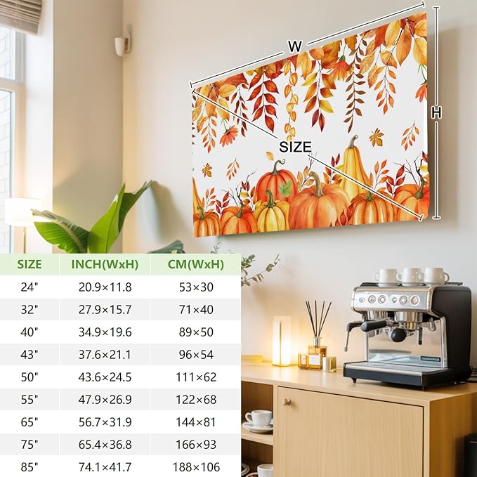 Thanksgiving Pumpkin Autumn Leaf Indoor TV Cover, Elastic TV Screen Protector - Image 3