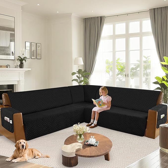 Arfntevss Waterproof Sectional Couch Covers L Shape Washable Velvet Sofa Cover - Image 6