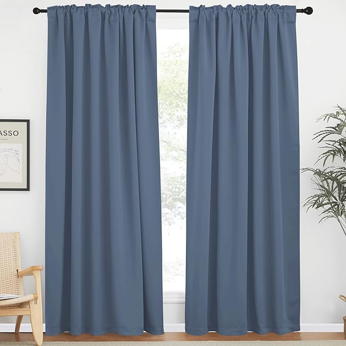 NICETOWN Living Room Blackout Curtains, Stone Blue Blackout Window Covering - Image 2