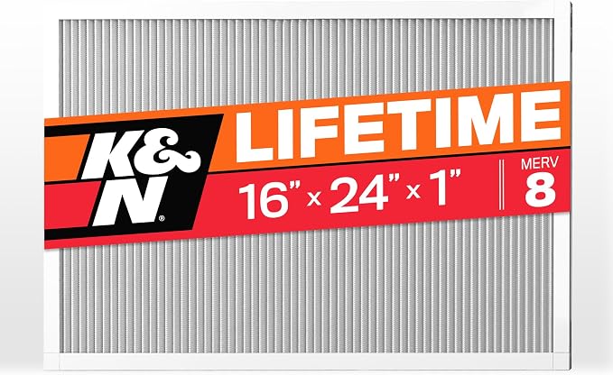 K&N 16X24X1 HVAC Furnace Air Filter, Lasts a Lifetime, Merv 8, the Last HVAC by KNEngineeringInc