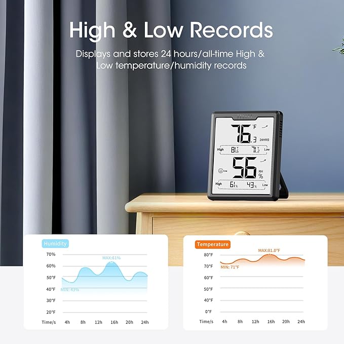 DOQAUS Upgraded Digital Hygrometer Room Thermometer Indoor, Humidity Meter - Image 6