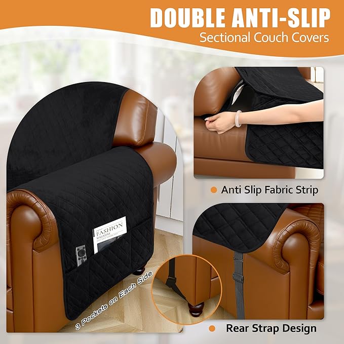 Arfntevss Waterproof Sectional Couch Covers L Shape Washable Velvet Sofa Cover - Image 4