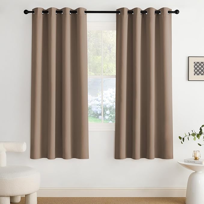 NICETOWN Room Darkening Draperies Curtains Panels, 2 Panels Cappuccino W52 x L72 by NICETOWN