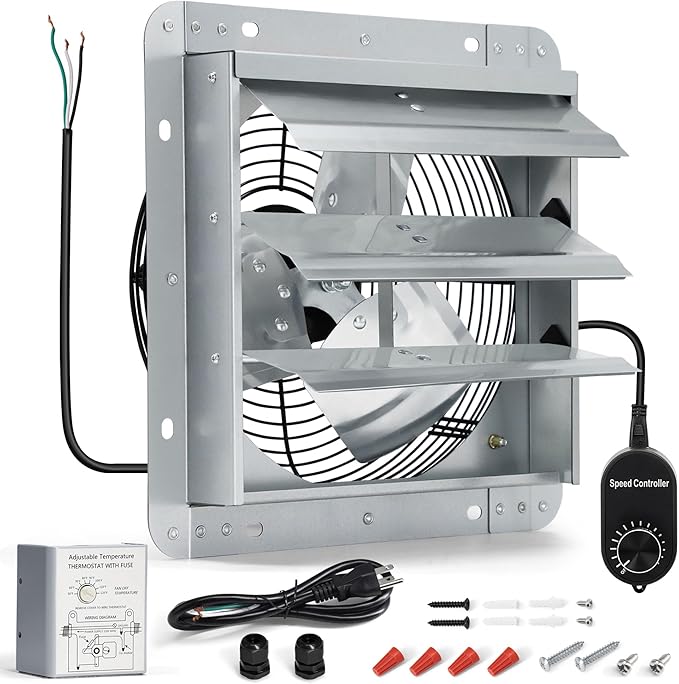 10 Inch Shutter Exhaust Fan, Wall Mount Attic Fan by Hipoilk