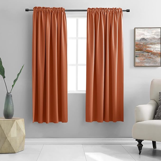 DONREN Terracotta Orange Draperies Curtains by DONREN