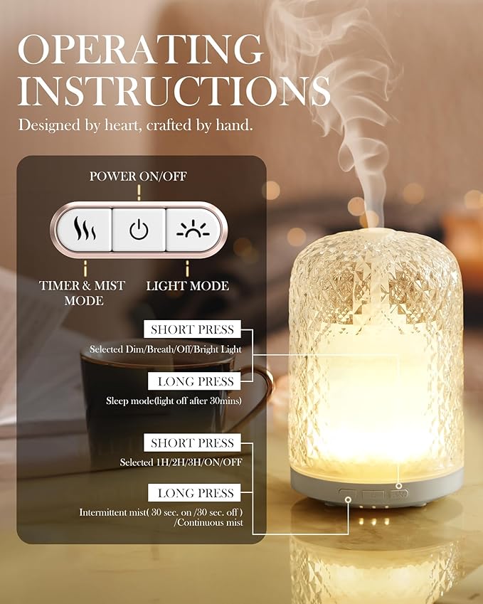 Essential Oil Diffuser – 2.4MHz Ultrasonic Aromatherapy Diffuser, Health Night - Image 3