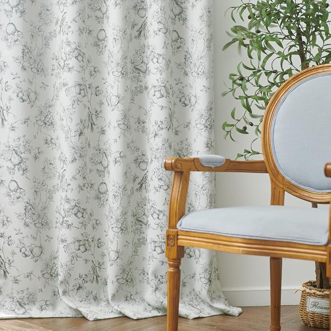 jinchan Pinch Pleated 95% Blackout Floral Curtains, Sage Green 96 Inches Long - Image 7