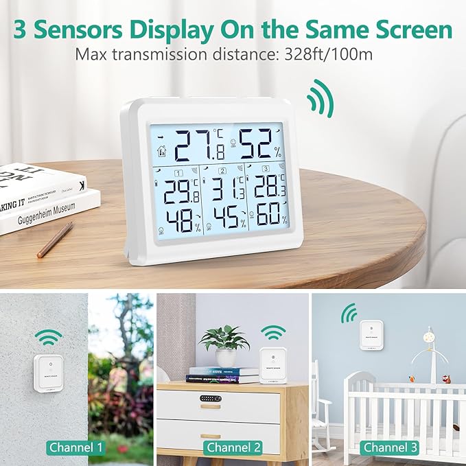 ORIA Indoor Outdoor Thermometer, Digital Hygrometer Thermometer, Wireless - Image 3