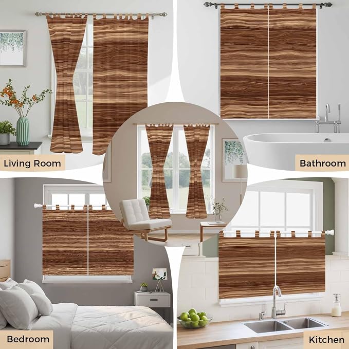 Brown Western Kitchen Curtains 36 Inch Length, Small Window Curtains Tab Top - Image 7