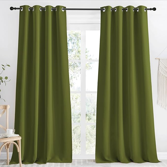NICETOWN Blackout Curtain 118 inch Long, Olive Green, W55 x L118, 1 Panel by NICETOWN