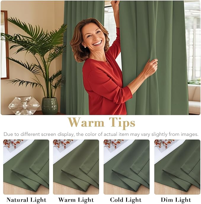 H.VERSAILTEX Back Tab Dark Green Curtains 102 Inch Long - Image 6