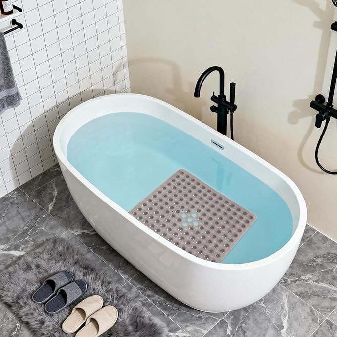 Anti-Slip Bathtub Shower mat, 20.8×20.8（Approximately 53×53cm） inch Soft - Image 4