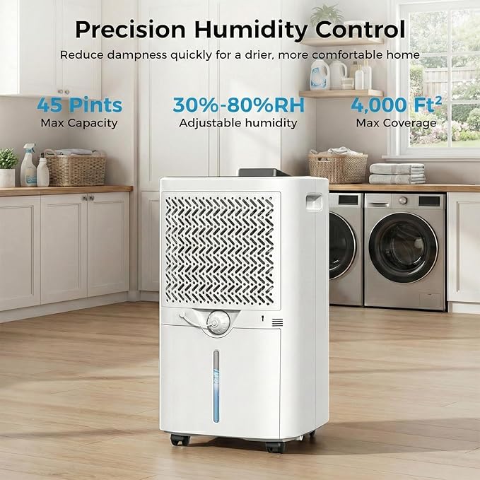 4, 000 Sq. Ft Dehumidifier for Basement, 45 Pint Dehumidifiers for Home - Image 2