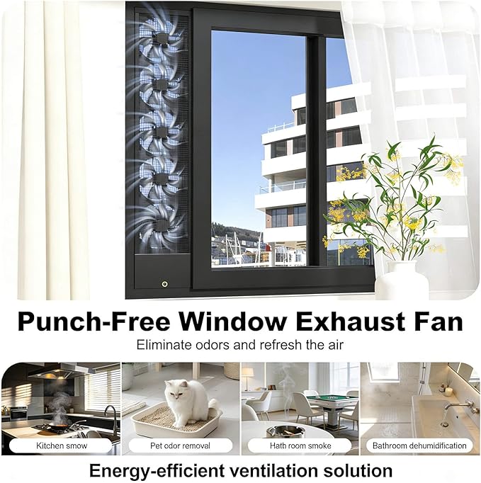 Vertical Window Exhaust Fan for Sliding Windows-Easy Tool-Free Installation - Image 8