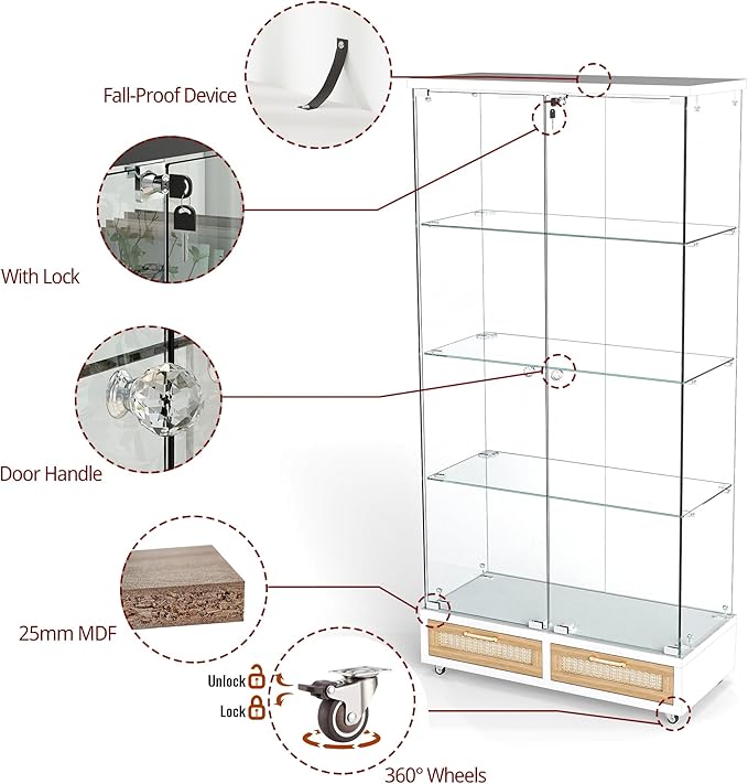 Yoluckea 4 Tier Glass Display Cabinet - Image 5