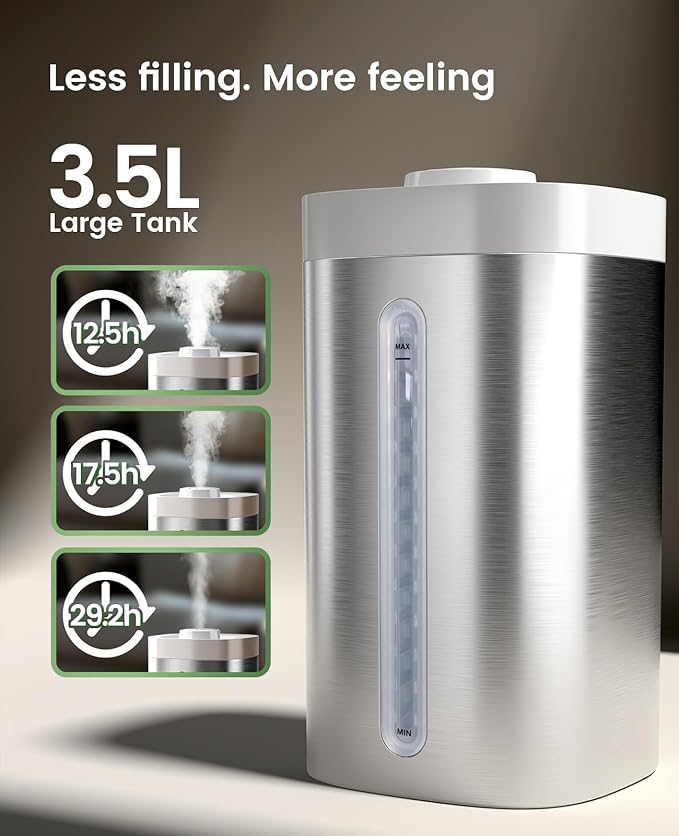 Jack & Rose Stainless Steel Humidifier, Dishwasher Safe, Cool Mist Humidifiers - Image 3