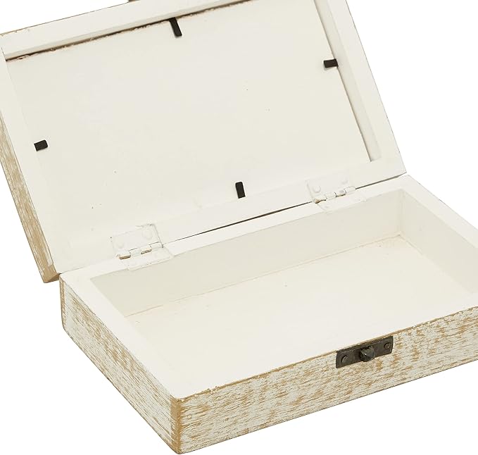 Deco 79 Mango Wood Floral Handmade Decorative Box Decorative Keepsake Boxes - Image 7