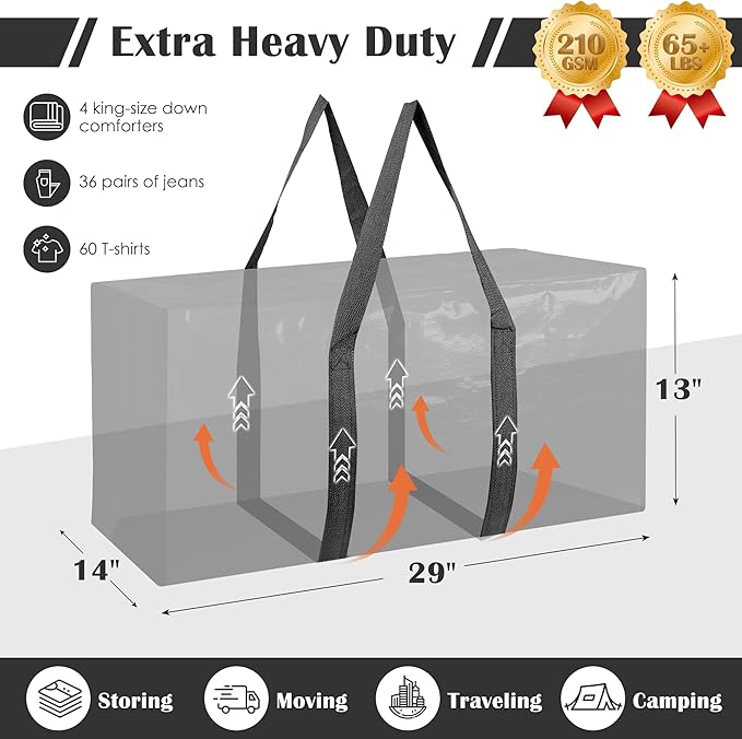 6 Pack Extra Large Heavy Duty Moving Bags - Image 2