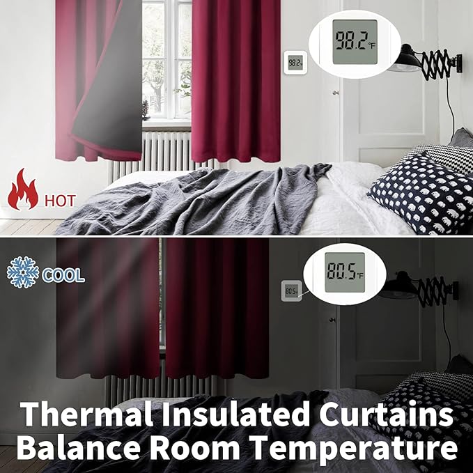 BGment Christmas Red 100% Blackout Curtains - Image 4