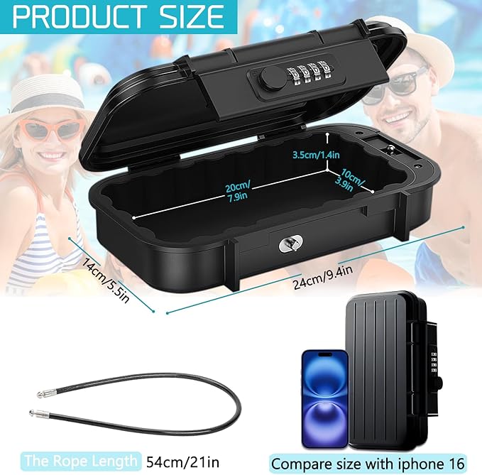 Security Case LockBox with Code, Portable Safe Box with Removable Chain - Image 2