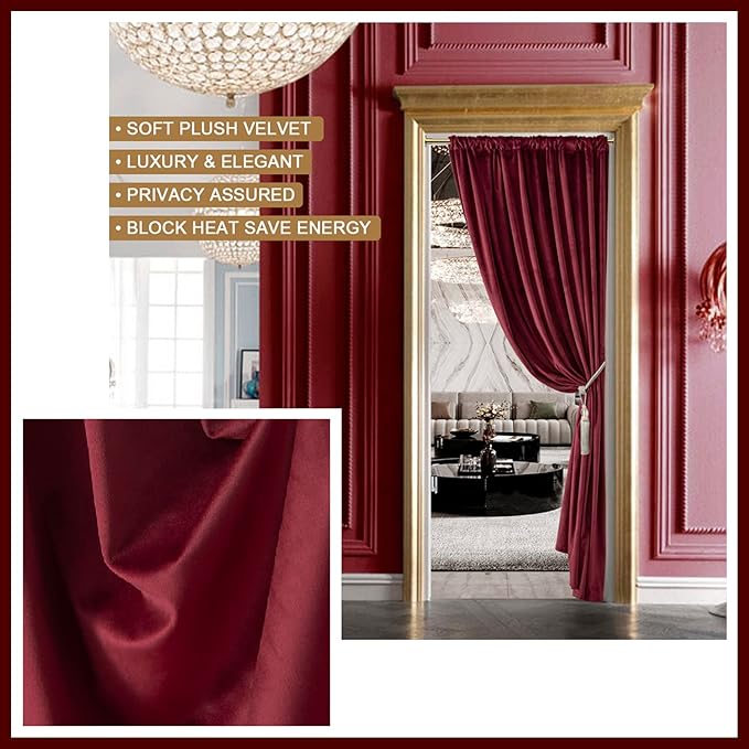 Burgundy Curtains for Bedroom, Back Tab Rod Pocket Single Curtain Panel - Image 9