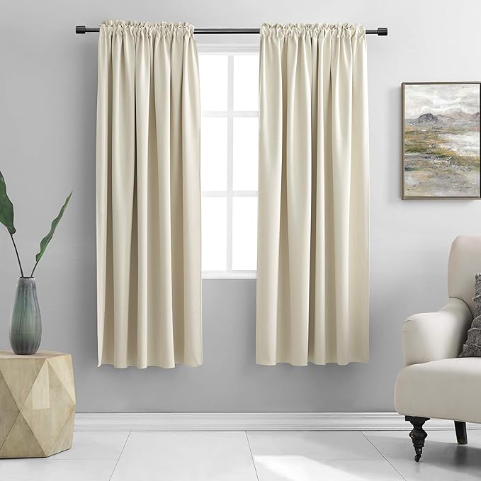DONREN Cream Beige Room Darkening Curtain Panels by DONREN