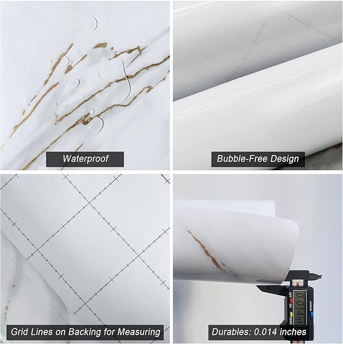 Extra Wide Marble Contact Paper 48"x118" White Marble Peel and Stick Wallpaper - Image 6