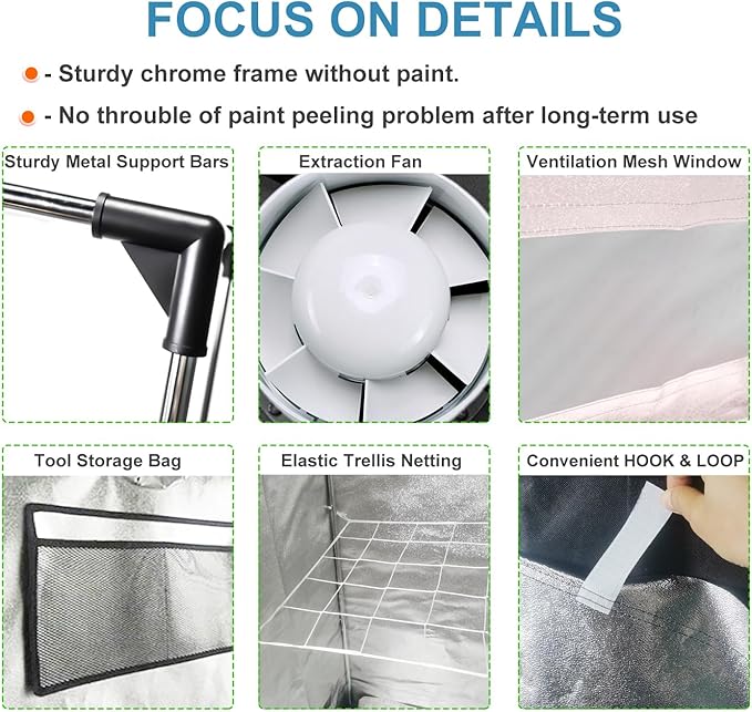 48"x48"x83" Grow Tent Kit, Indoor Grow Tent Complete System High Reflective - Image 5