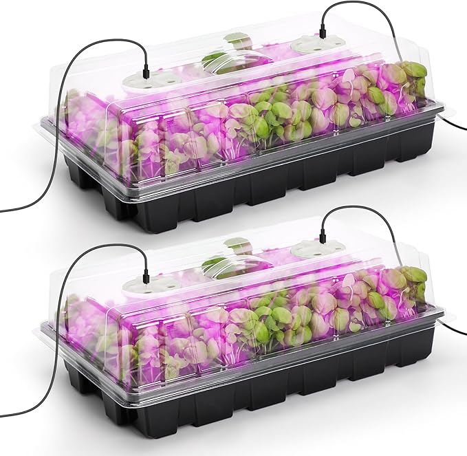 MIXC Seed Starter Tray with Lights, 2 Packs Mini Propagator Plant Grow Kit by MIXC