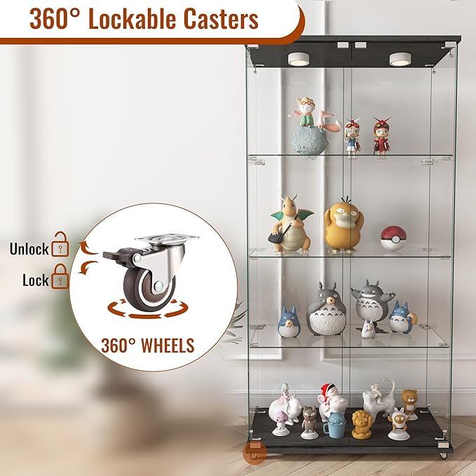 Yoluckea 4-Shelf Glass Display Cabinet - Image 5