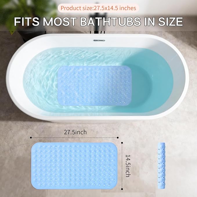 Anti-Slip Bathtub Shower mat, 27.5×14.5（Approximately 70×37cm） inch Soft - Image 3