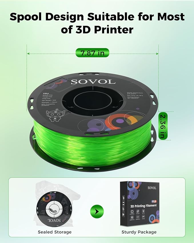 Sovol TPU Filament 1.75mm, 95A Soft TPU Flexible 3D Printer Filament - Image 7