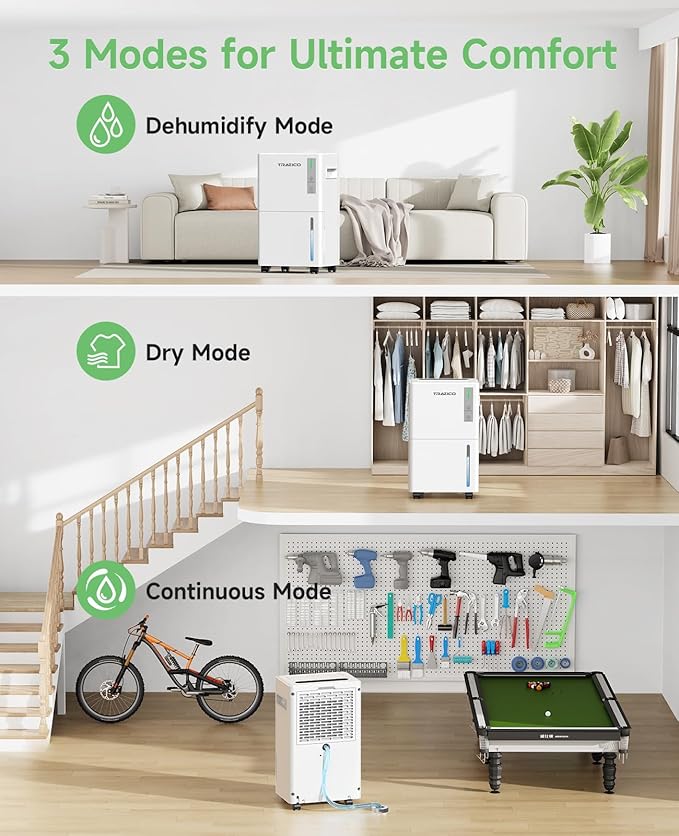 1500 Sq.ft Dehumidifier for Basement, Trazico 21 Pint Quiet Dehumidifiers for - Image 3