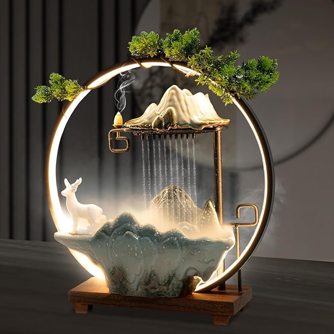 17In Water Fountains Indoor Tabletop Water Fall Humidifier W/LED Light & - Image 9