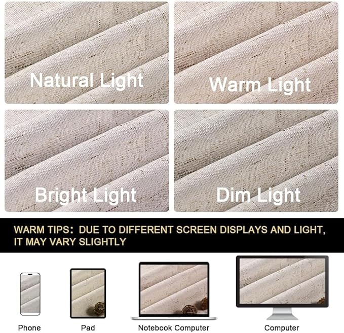PrinceDeco Linen 100% Blackout Curtains - Image 6