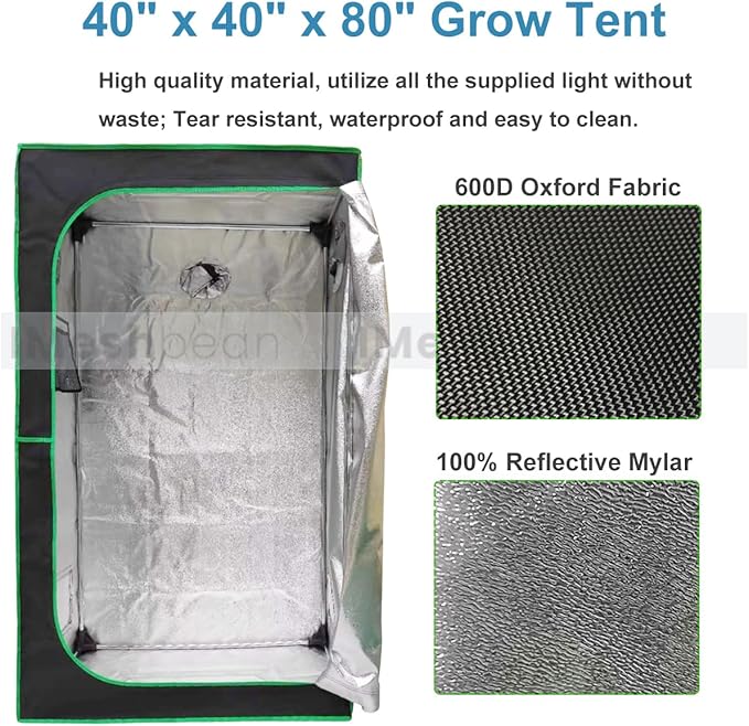 3.3x3.3FT Grow Tent Kit, Complete High Reflective Mylar Indoor Grow Tent + LED - Image 4