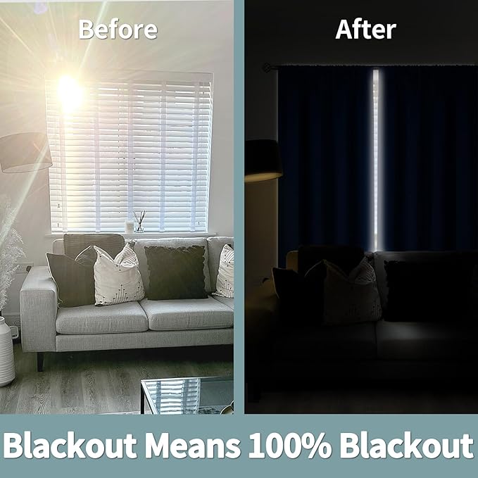 BGment 100% Blackout Curtains for Bedroom 84 Inch Length, Rod Pocket - Image 3