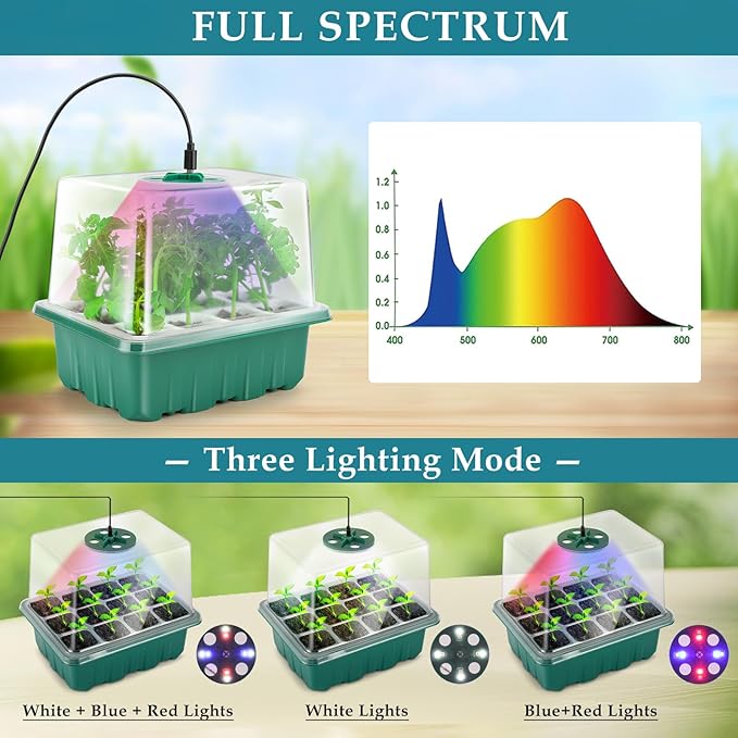 Seed Starter Tray with Grow Light, 60 Flexible Cells 5 PCS Seed Starter Kit - Image 6