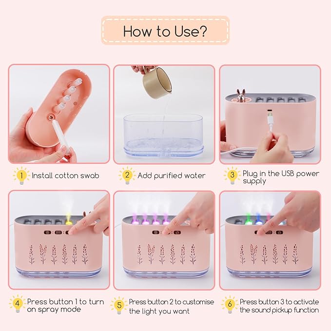 5 Nozzle Music Sensing Cool Mist Humidifier, Humidifier Diffuser - Image 7