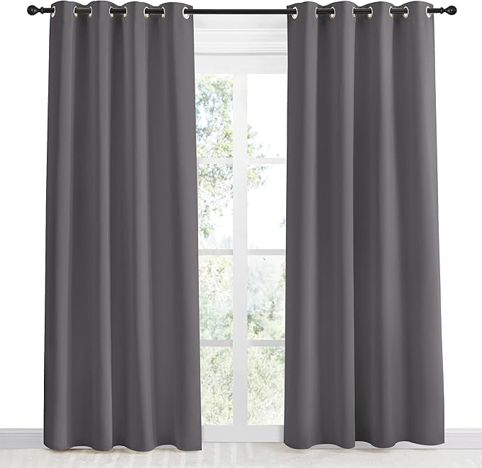 NICETOWN Grey Blackout Curtain 86 inch Long, W55 x L86, 1 Panel, Thermal - Image 2