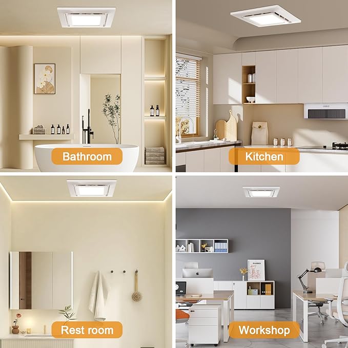 Bathroom Exhaust Fan with Light Ultra Quiet Ventilation Fan Combo 1.0 Sone - Image 5