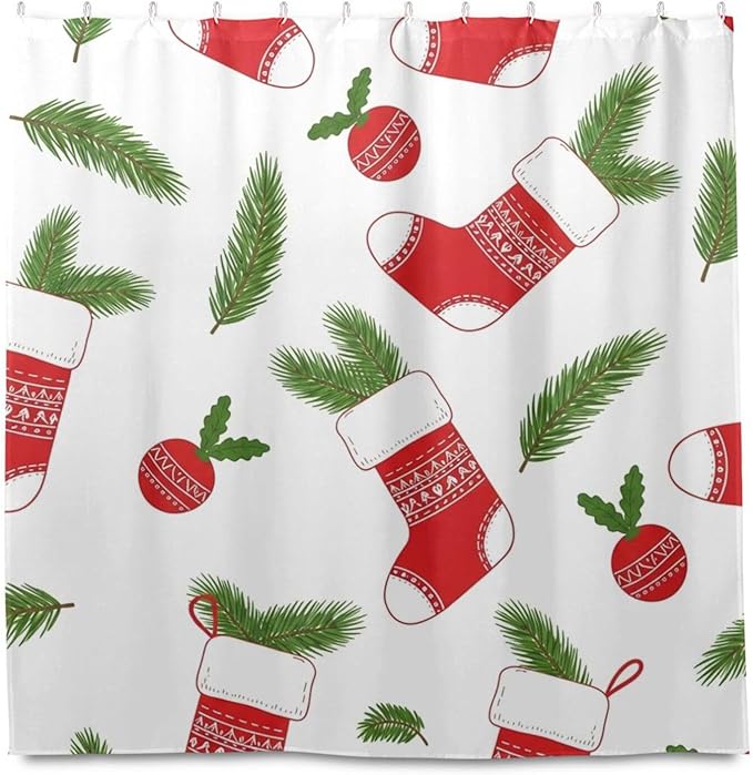 Christmas Stocking White Shower Curtain Liner 72×72 inch - Image 2