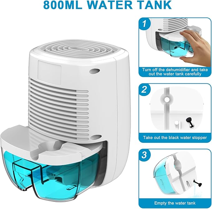 Dehumidifier with Drain Hose. Litever Small Portable Dehumidifier. Auto-OFF. - Image 4