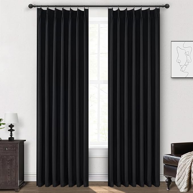 Long Black Blackout Boho Curtains, Linen Darkening Curtains - Image 7